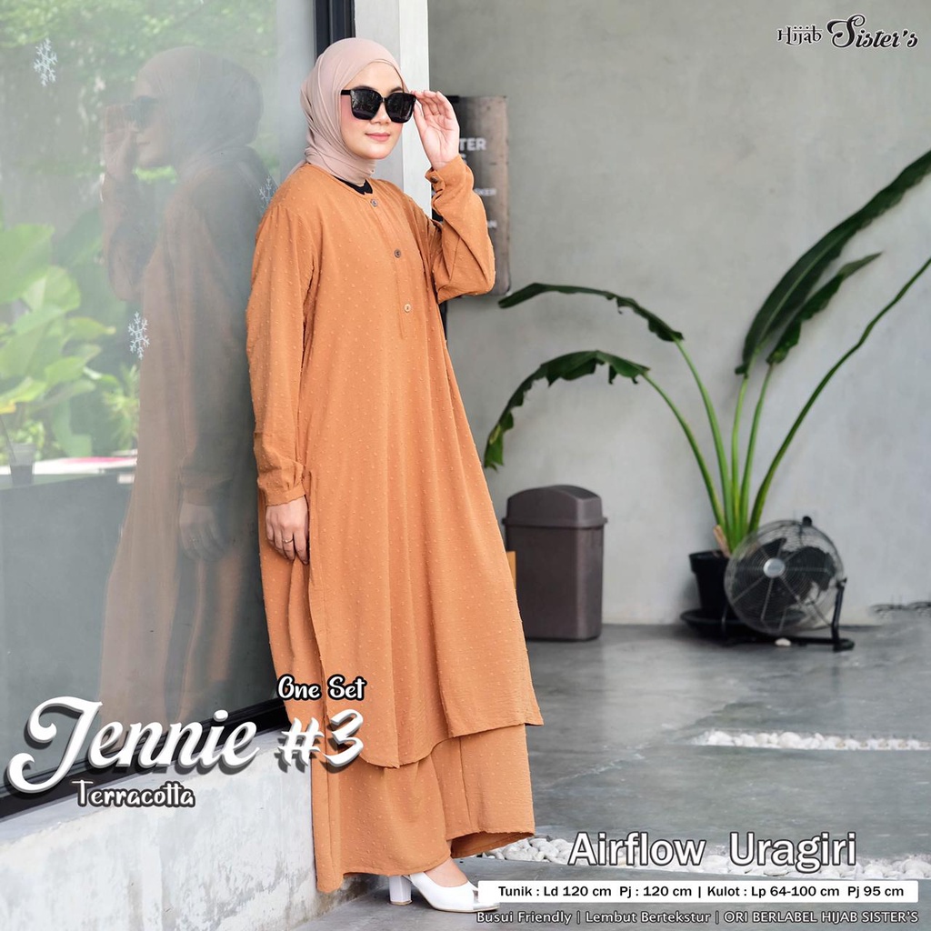 Hijab Sisters Jennie Set Jumbo / Setelan Celana Wanita Fashion Muslim Tunik / One Set Crinkle Airflow LD 120-Terakota