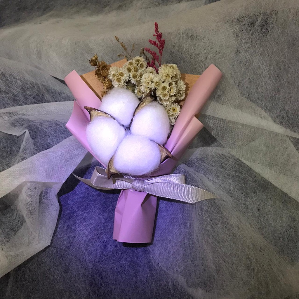 Jual Mini Buket Cotton Flowers Bucket Bouquet Dried Flowers Bouquet