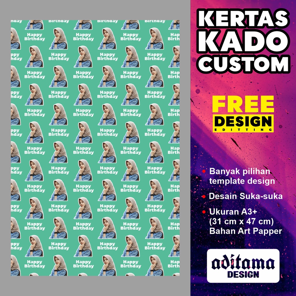 

Kertas Kado Custom background patern wajah/muka - Kertas Kado Custom - Kertas Kado Unik - Kertas Kado wajah