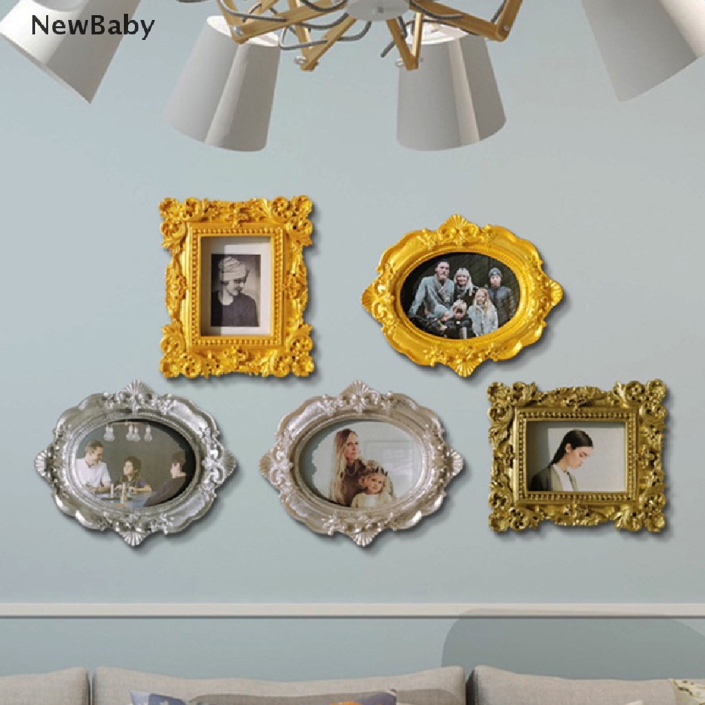 Newbaby Frame Foto Asimetris Bahan Metal Gaya Retro Untuk Display Nail Art