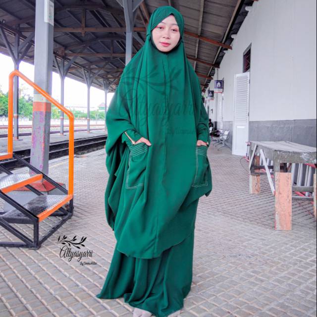 french khimar lengan rits / set french khimar benazir / khimar lengan