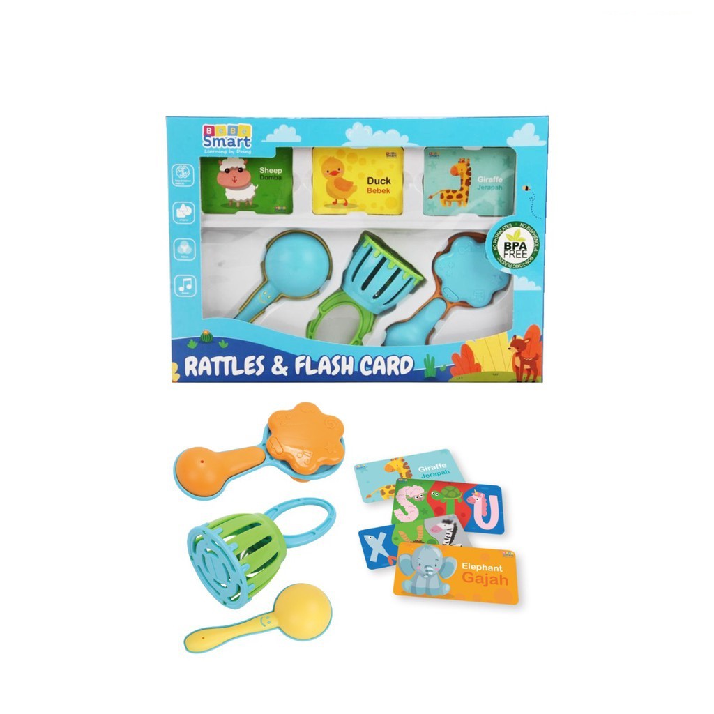 Bebe Smart Rattles and Flash Card Mainan Gigitan Bayi