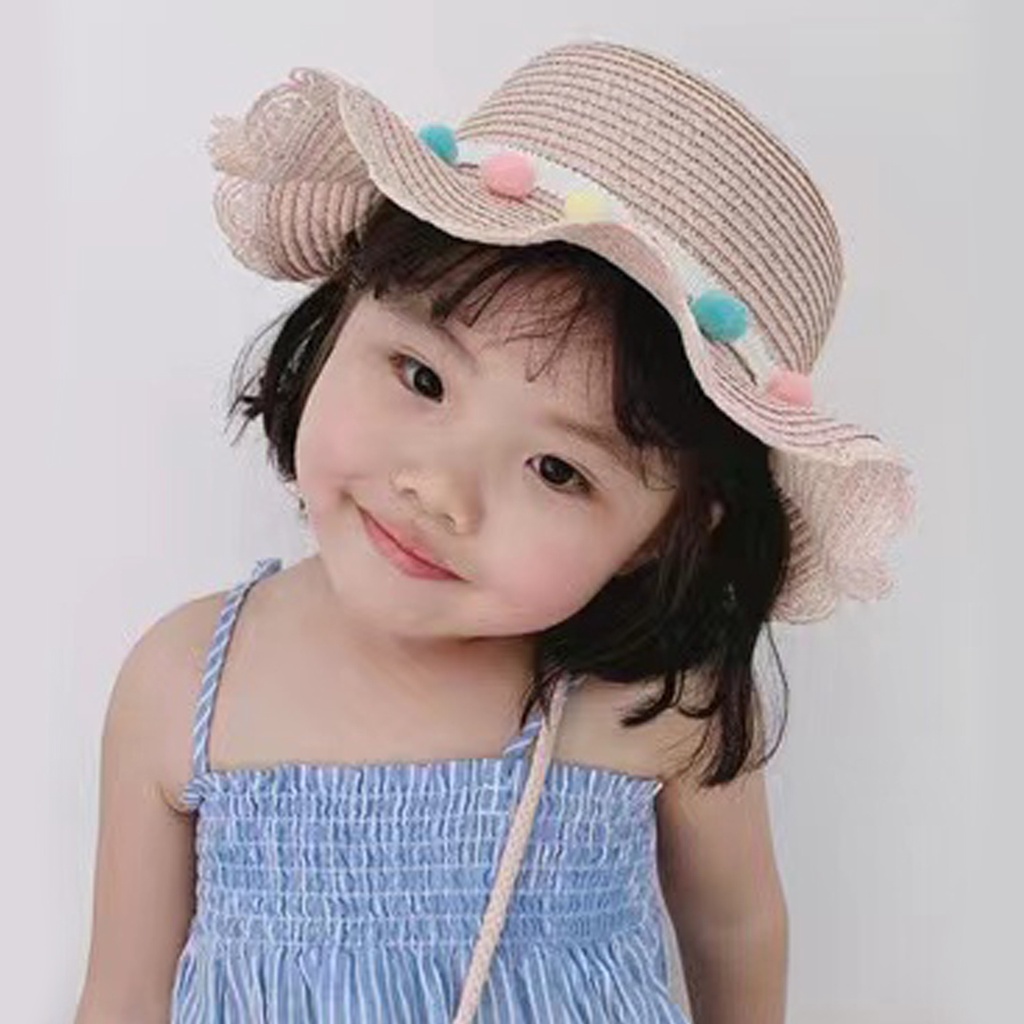 Topi Pantai Anak-Anak Bahan Jerami Musim Panas Korean Fashion Kids