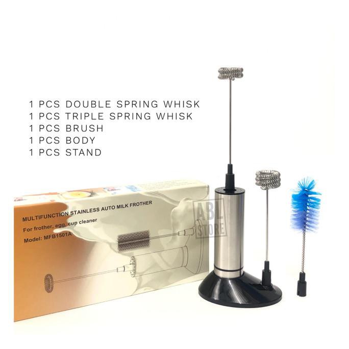 Milk frother premium + brush, high speed milk frother, foam maker