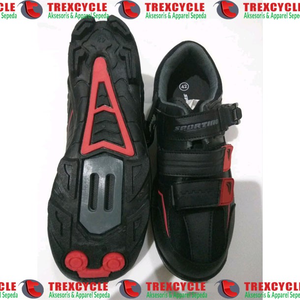 Sepatu Sepeda Cleat MTB Sportino Touring Merah Hitam