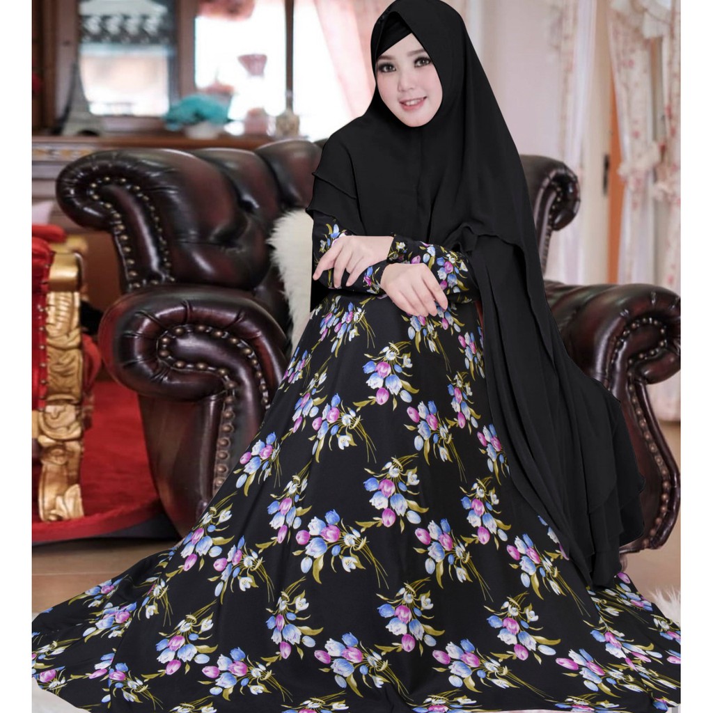 Delina Gamis gamis set khimar Dres Muslim Dress Setelan Wanita Murah Premium