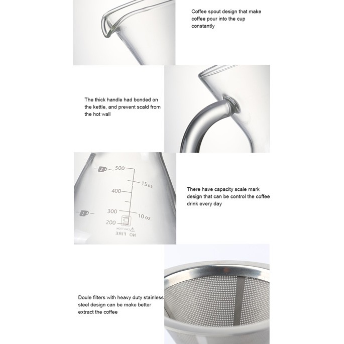 BISA COD Teko Kopi Barista Coffee Maker Pot V60 Borosilicate Glass 600ml with Filter