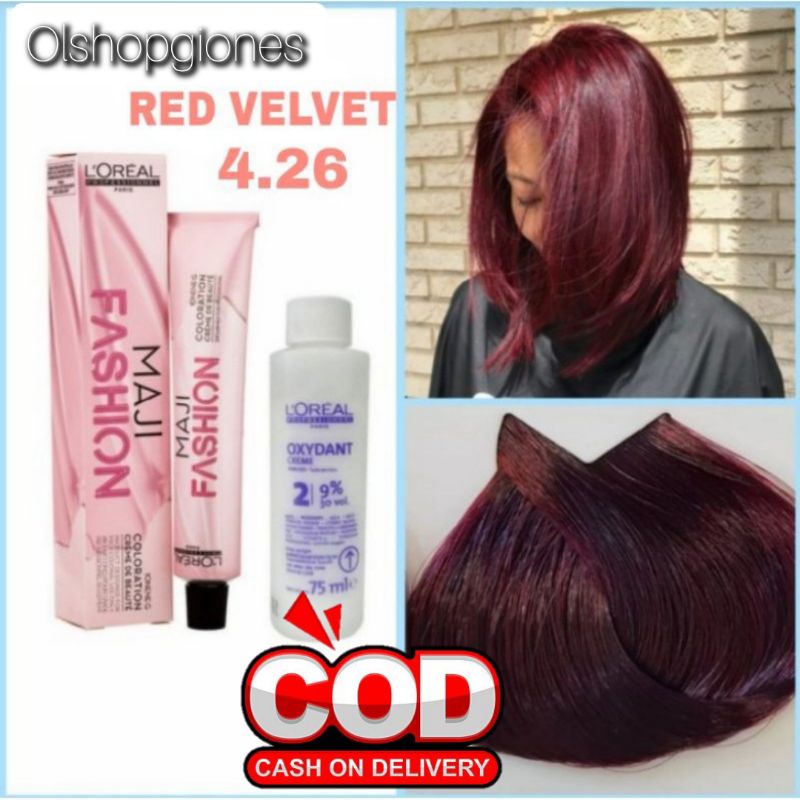 Loreal MajiFashion 4.26 Cat rambut L'oreal + oxydant campuran 6% / 9%