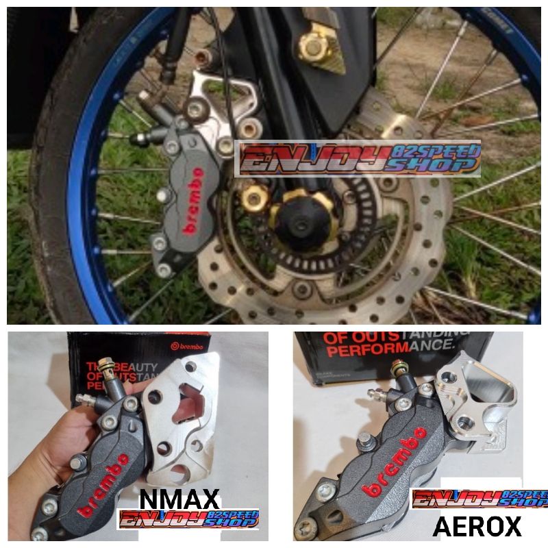 Paket Kaliper Br3mbo Big Pot 4p / Axial Breket Depan Yamaha Nmax &amp; Aerox 155