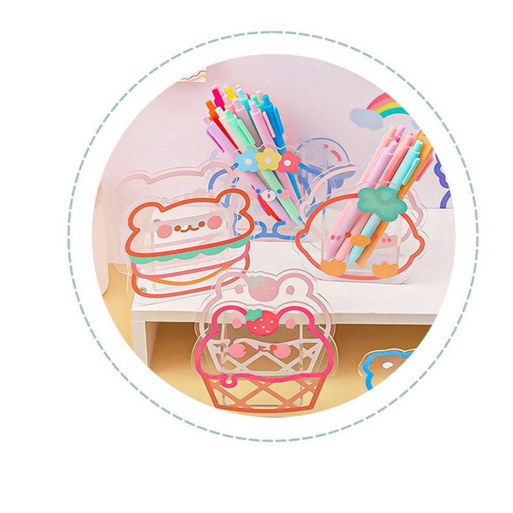 Preva Tempat Pulpen Akrilik Kawaii Lucu Box Coaster Klip Penyimpanan Kosmetik Kreatif Desktop Organizer