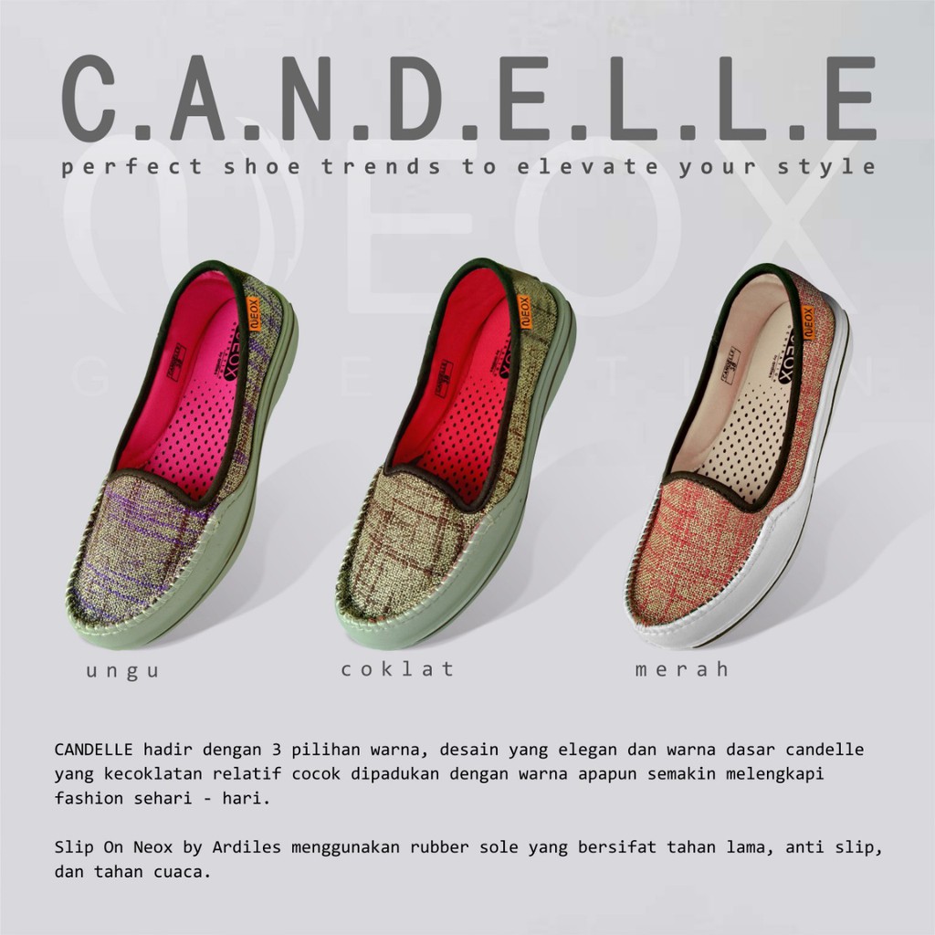  Sepatu  Slip On cewek  merek  Neox By Ardiles ringan dan 