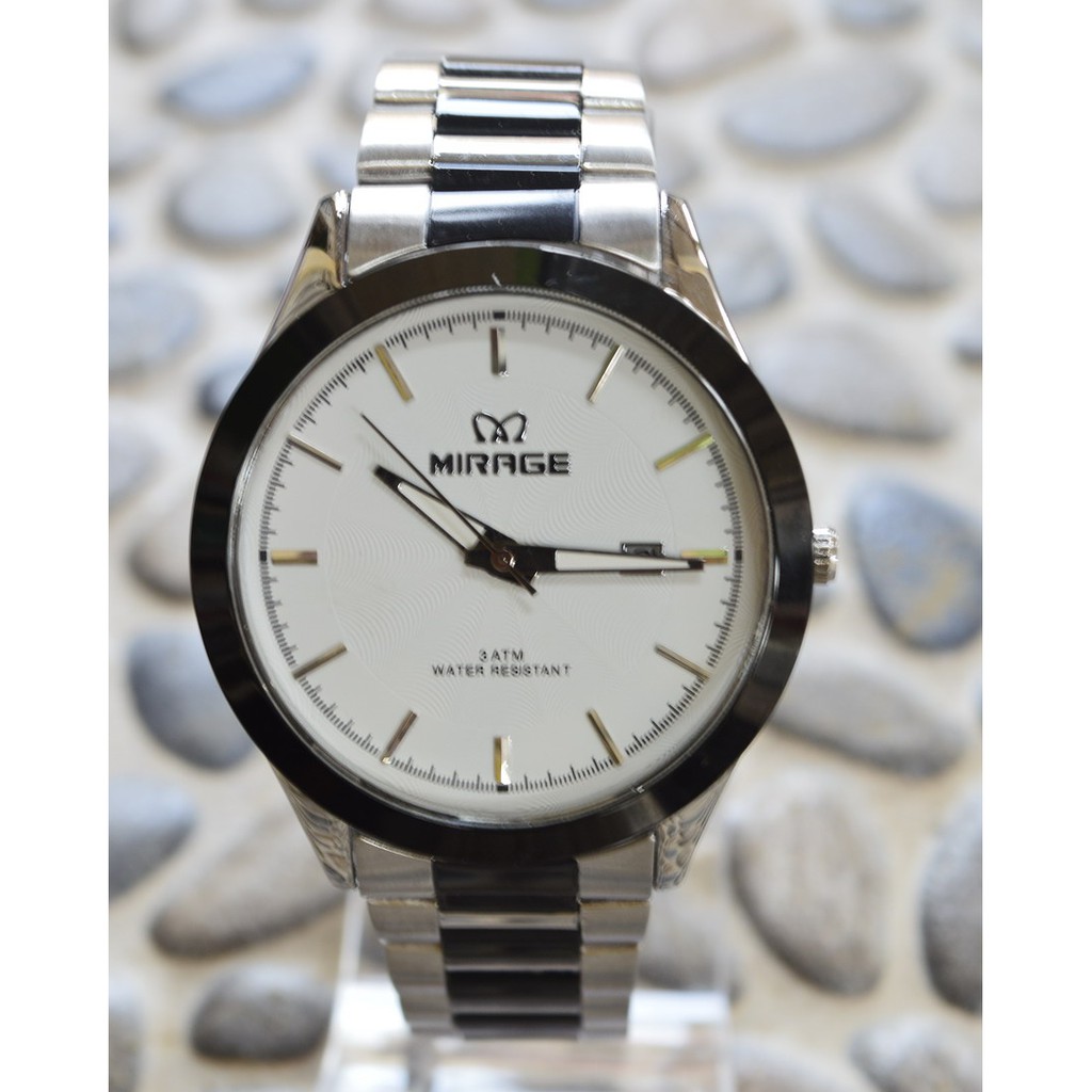 Jam tangan pria mirage silver black