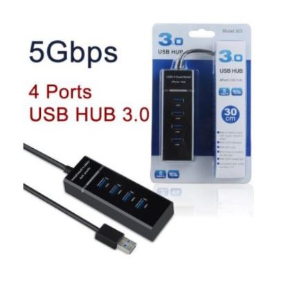 Usb3.0 hub 4 port slim 30cm cable 5Gbps for pc laptop 303 - Terminal Usb 3.0 A 4 slot 0.3m kabel