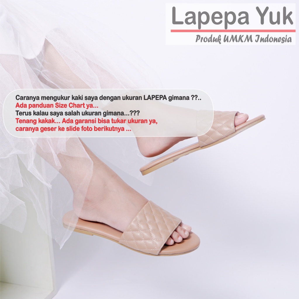 LAPEPA YUK - Sandal Wanita Teplek Selop VANIA Sendal Slop Cewek Flat Slip On Tidak Licin Anti Slide Karet Jelly  Size 36 37 38 39 40 Sandal Perempuan Warna LIGHT BROWN  Cokelat Coksu Premium Original Kekinian Terbaru Shoes ORI Mall Official Store