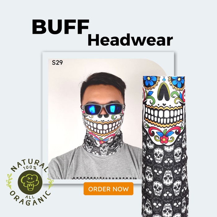 Buff Headwear super stretch adem Headwear Elastis S29 Tengkorak 8