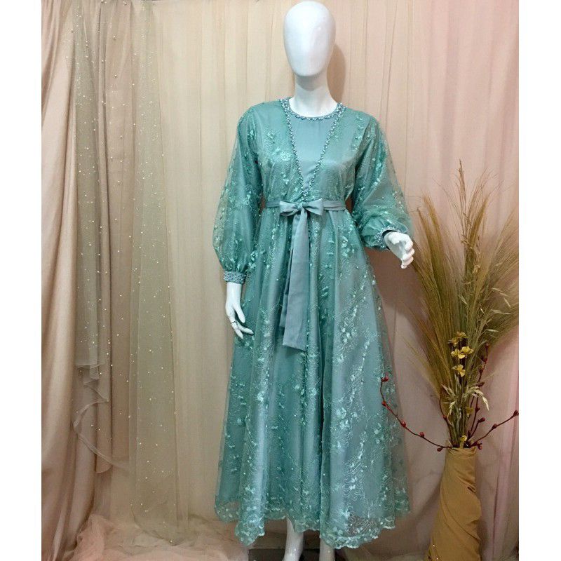 JELITHA GAUN PESTA / Full Tulle bordir aplikasi payet / baju kondangan / wisuda / bridesmaids