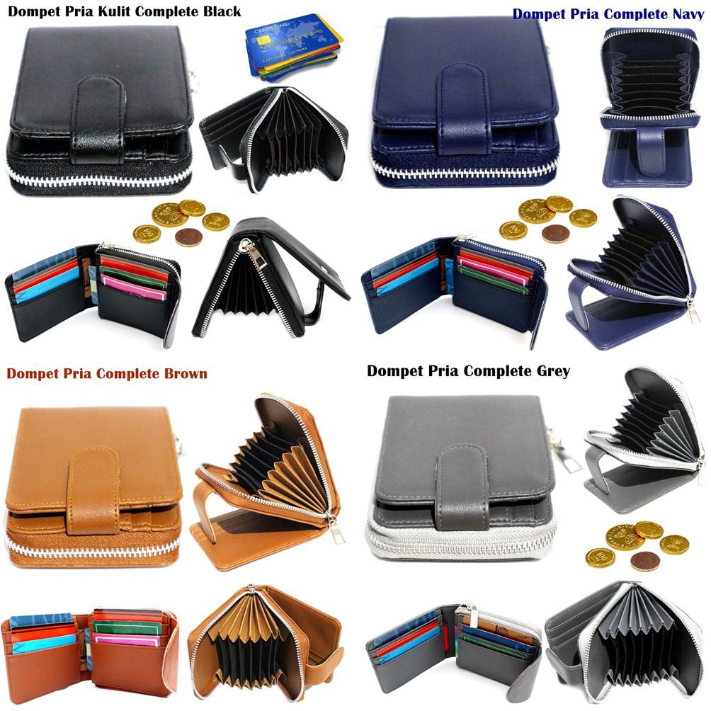 Dompet Resleting Pria Kulit kartu Complete