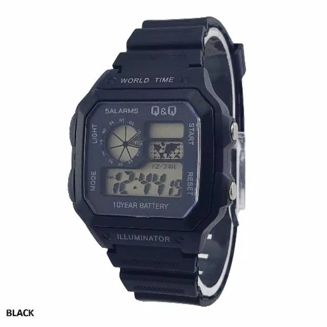 Jam Tangan Pria/Wanita Sporty Q&amp;Q Kotak Digital Strap Rubber