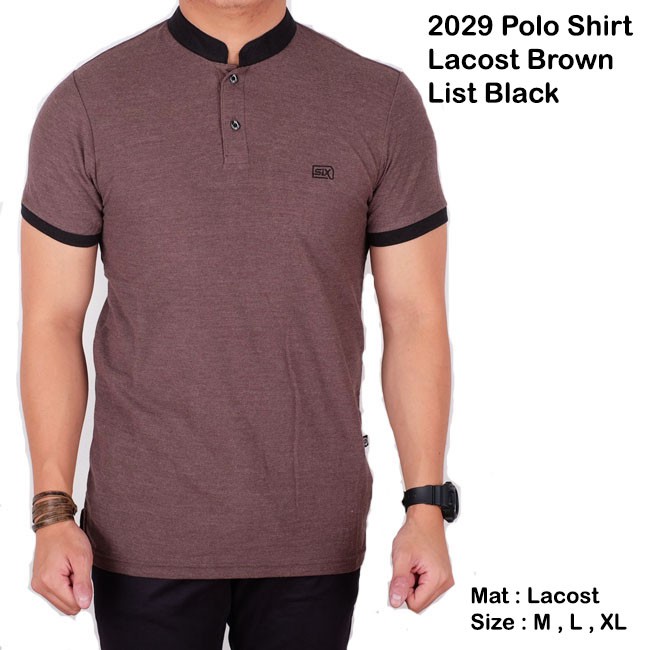  Polo shirt pria lengan pendek coklat kaos pria kerah 