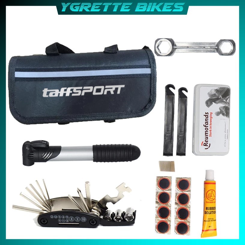 YGRETTE - TaffSPORT Perlengkapan Reparasi Sepeda Tambal Ban 16 in 1 - TBS-16 - Black