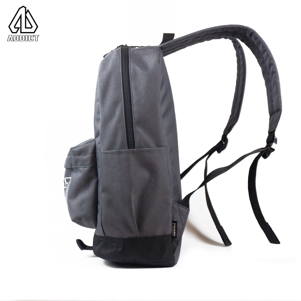 Tas Backpack Grey Black | Tas Pria | Tas Laptop | Tas Sekolah | Tas Punggung ADDICT Original