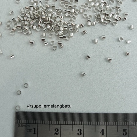Aksesoris stopper kecil 2mm silver bahan rangkai gelang kalung tali