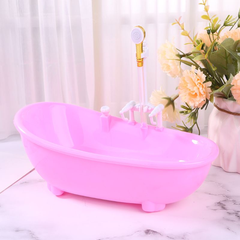 Mary1per6 Miniatur Rumah Boneka Bathtub Elektrik Furniture Aksesoris Kamar Mandi Anak Pr