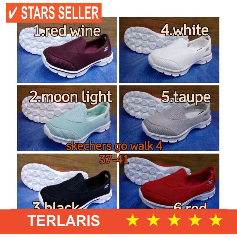 BUAT WANITA SEKOLAH WISUDA KULIAH MAHASISWI PUTIH POLOS PP/ Sepatu Cewek SKECHERS GO WALK 4
