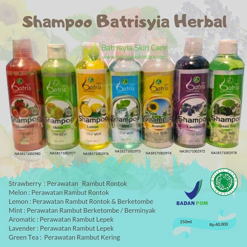 Batrisyia Shampoo Strawberry 250 ml, Shampo Perawatan Rambut Rontok