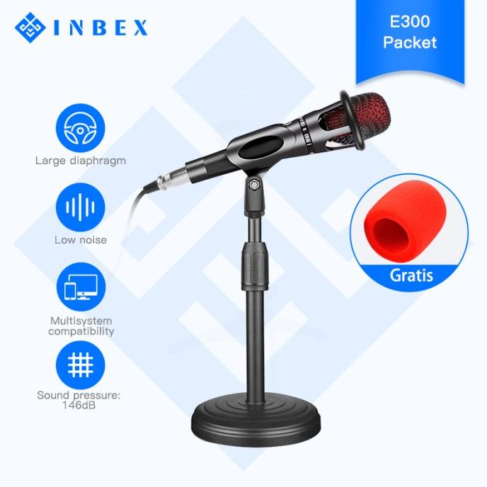 Spesial Harga Inbex Microphone Paket E300 Condenser Mikrofon+Holder+Free Mic Cover