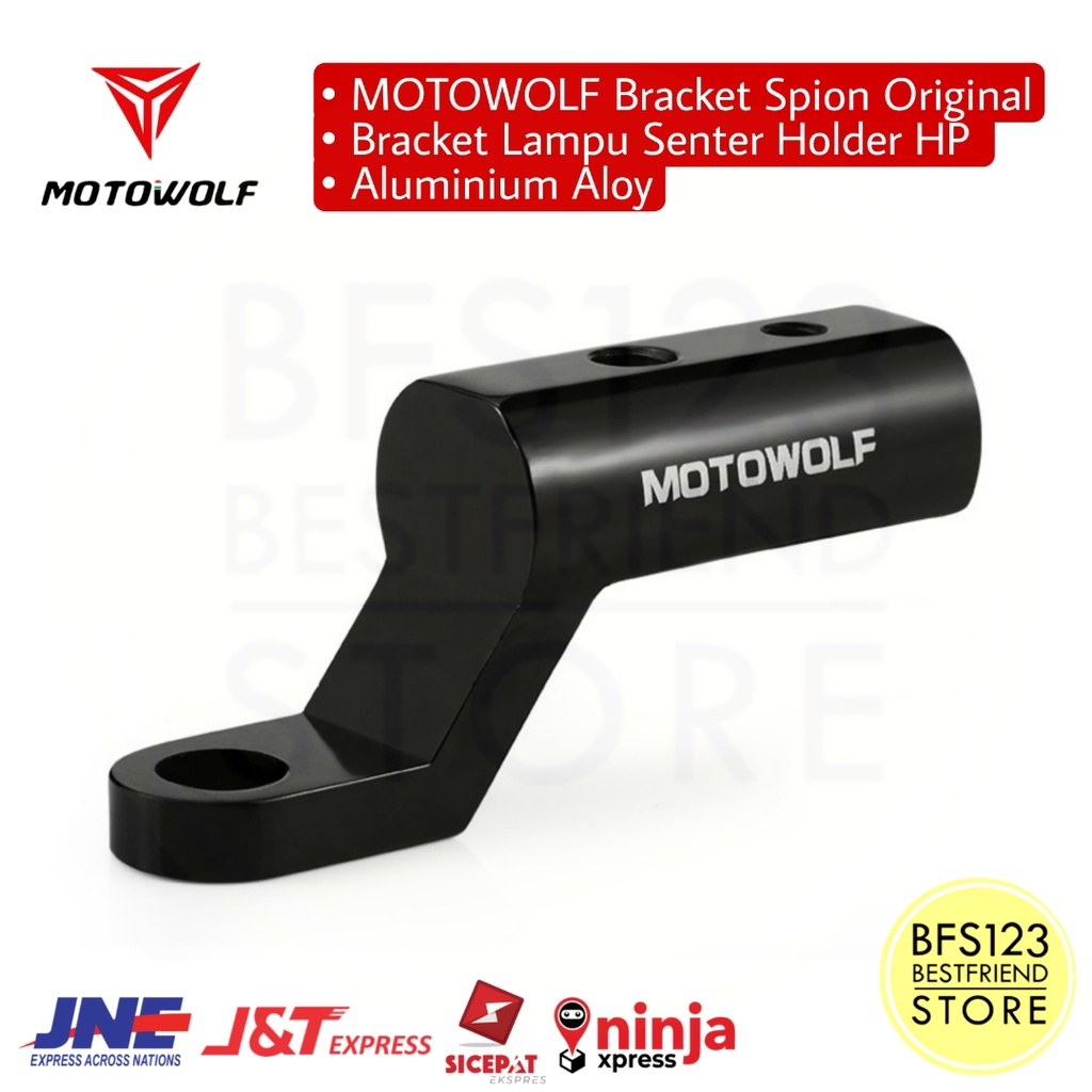 MOTOWOLF Bracket Spion Original Lampu Senter Holder HP Aluminium Aloy