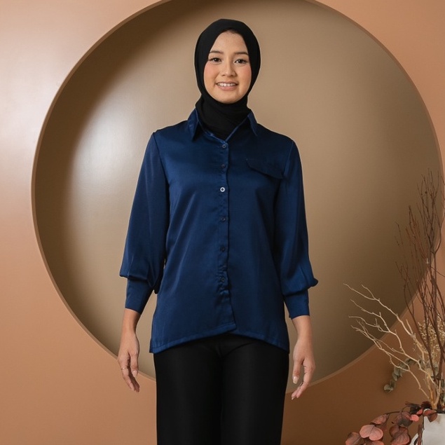 V296 Cella Satin Shirt - 4 COLOR &amp; 2 SIZE