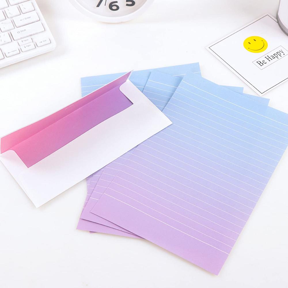 Lanfy Kertas Alat Tulis Tulisan Untuk Pelajar Anak Rainbow Warna-Warni Stationary Lined paper Letter paper