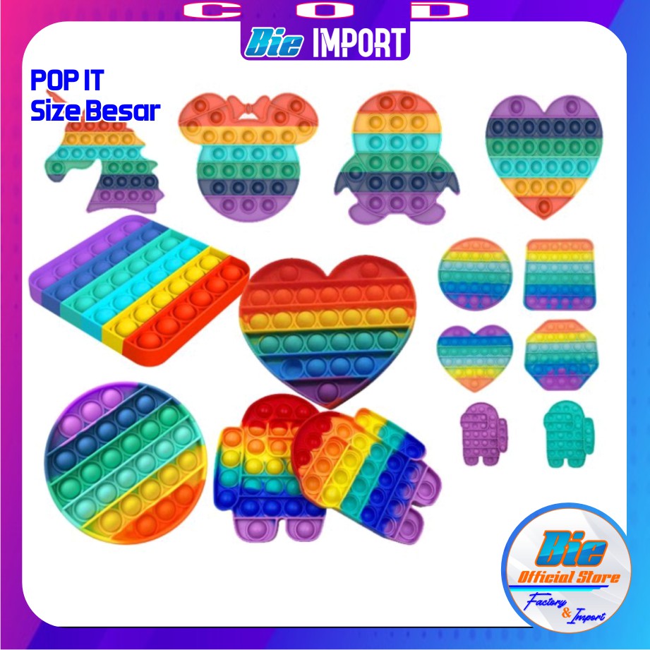 Pop It Rainbow Size Besar Best Quality Impor Best Seller