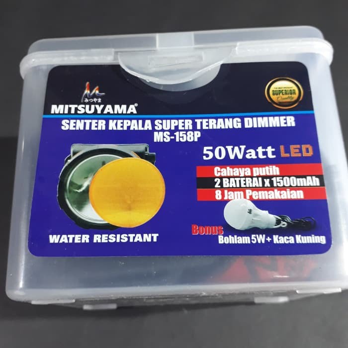 COD Senter Kepala Mitsuyama MS-158P Dimmer 50W+Bohlamp lampu