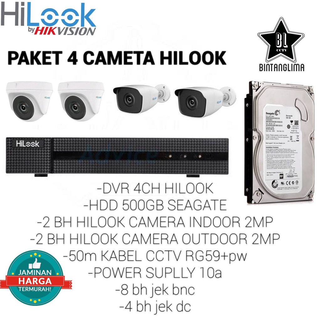 HILOOK PAKET CCTV 4 KAMERA FULL HD 1080P ORIGINAL