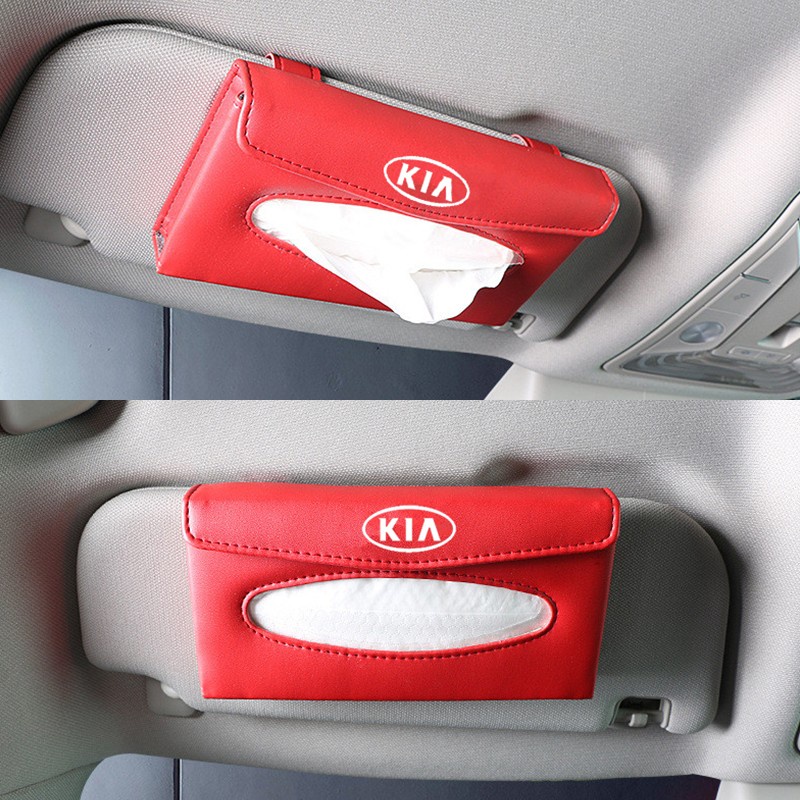 (G-CLUB) Kotak Tisu Bahan Kulit Untuk Sun Visor Mobil KIA Picanto Stonic Soluto Sportage K2 K3 K5 KX3 KX5