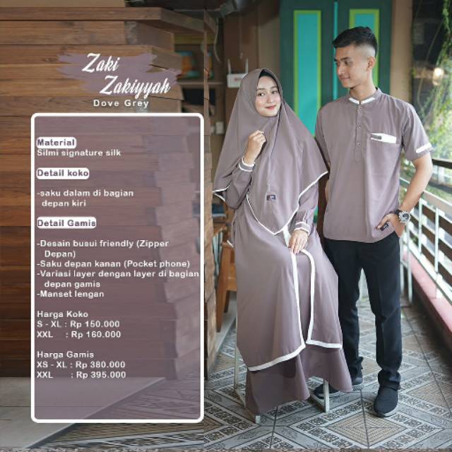 Gamis Couple Elegant Peanut Almond + Khimar