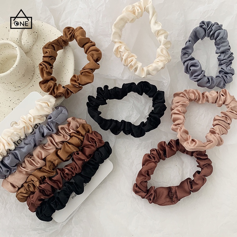 1 Set 6pcs/Ikat Rambut COD Ponytail Scrunchie Kain Satin Sutra Elastis Tali Rambut  Wanita A one