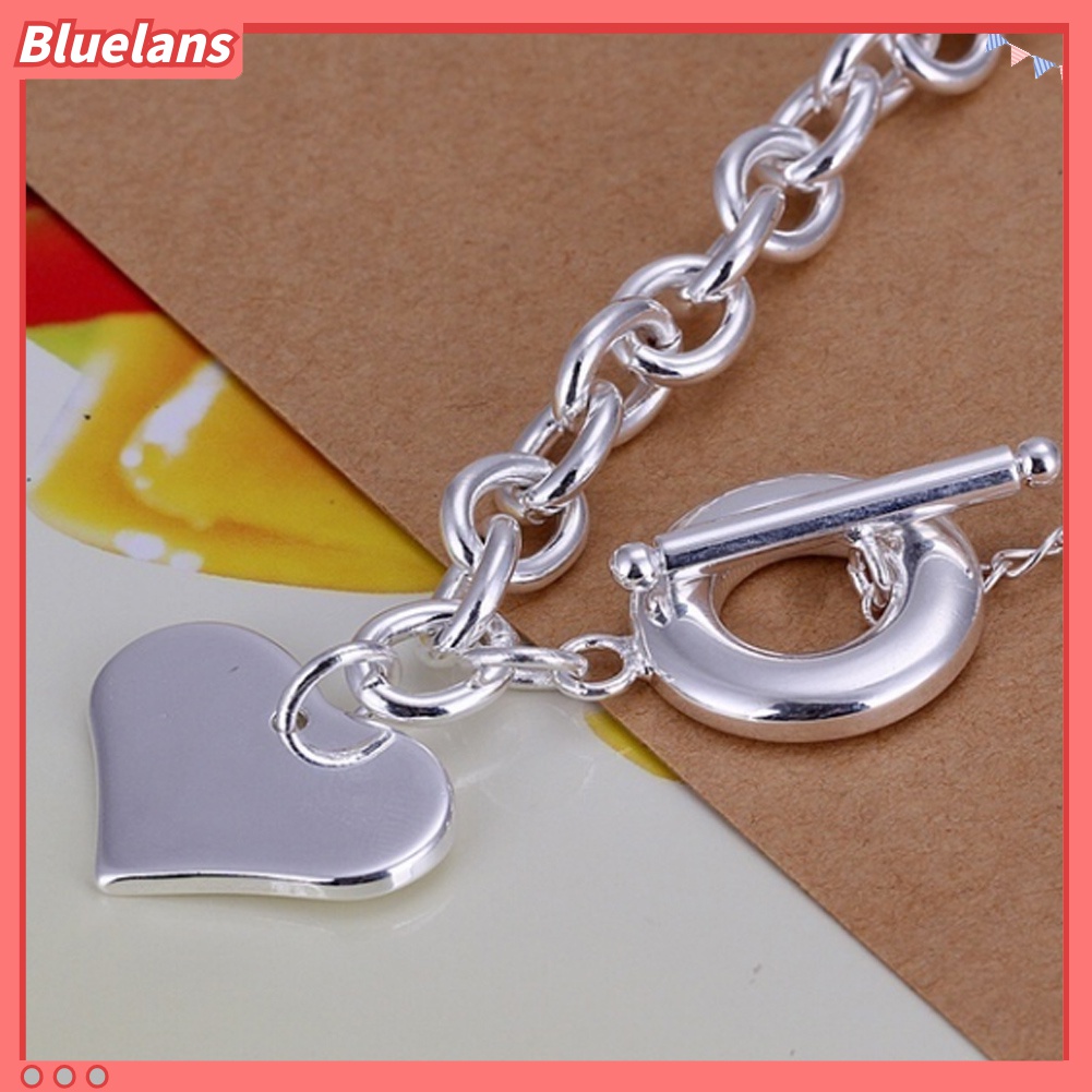 Gelang Bangle Lapis Silver Bentuk Hati Untuk Wanita