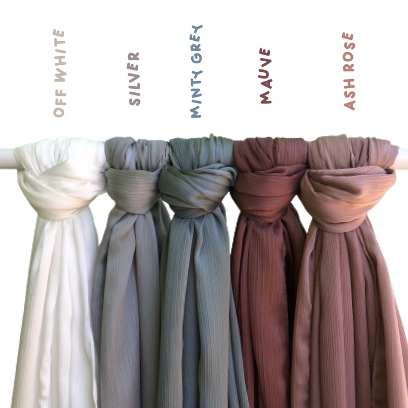 MALAY SILK SHAWL | PASHMINA CRINKLE TEXTURED SILK PREMIUM-Silver