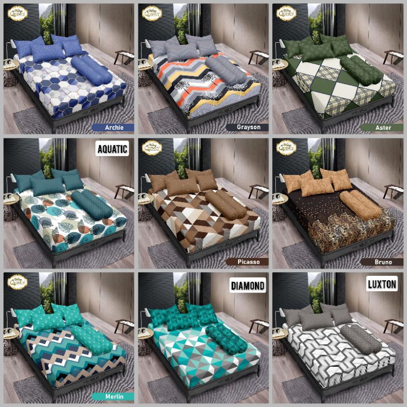 Sprei Quincy Vallery Extra King 200x200 / Seprai Vallery Quincy Print / Motif