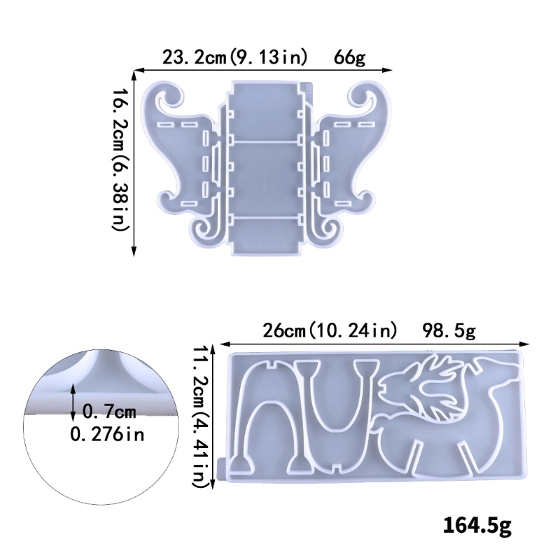 SIY Reindeer and Santa's Sleigh Resin Silicone Mold for Jewelry Container Home Decor