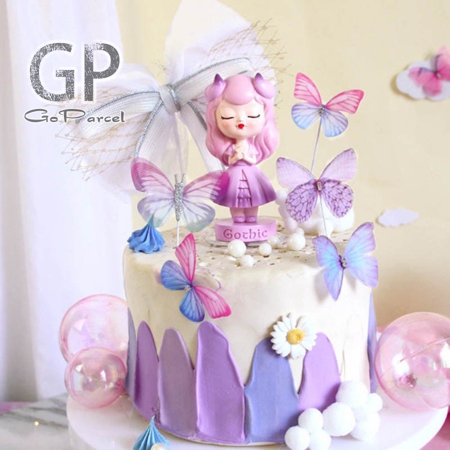 ( Set  3 Pcs ) TOPPER CAKE BUTTERFLY / TOPER KUE KUPU - KUPU / HAPPY BIRTHDAY CAKE / HIASAN KARANGAN BUKET BUNGA FLORIST BOUQUET FLOWER