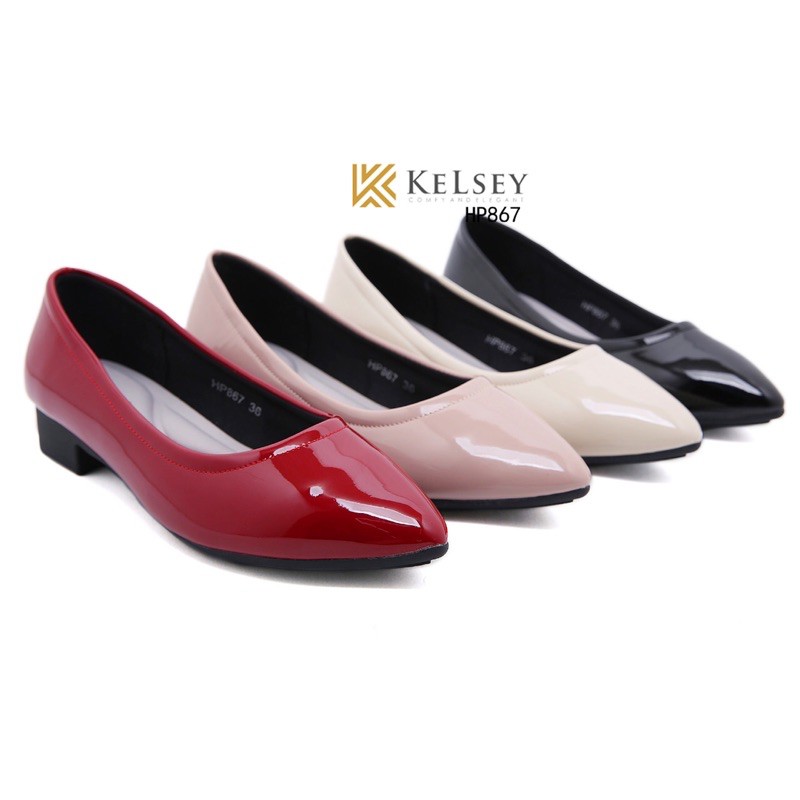 Kelsey Sepatu Heels Wanita / Sepatu Kulit Glossy Heels 3cm  HP867