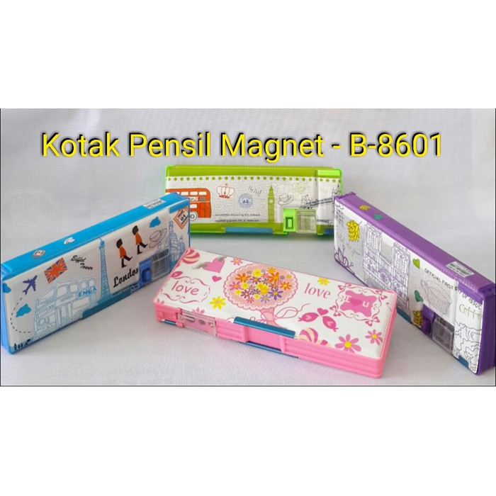 Tempat Pensil B 8601 3 Magnet 3 Bukaan Kotak/tempat  Pensil Souvenir.