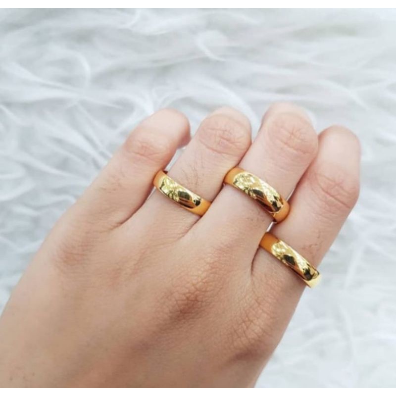 cincin polos pria dan wanita perhiasan titanium gold