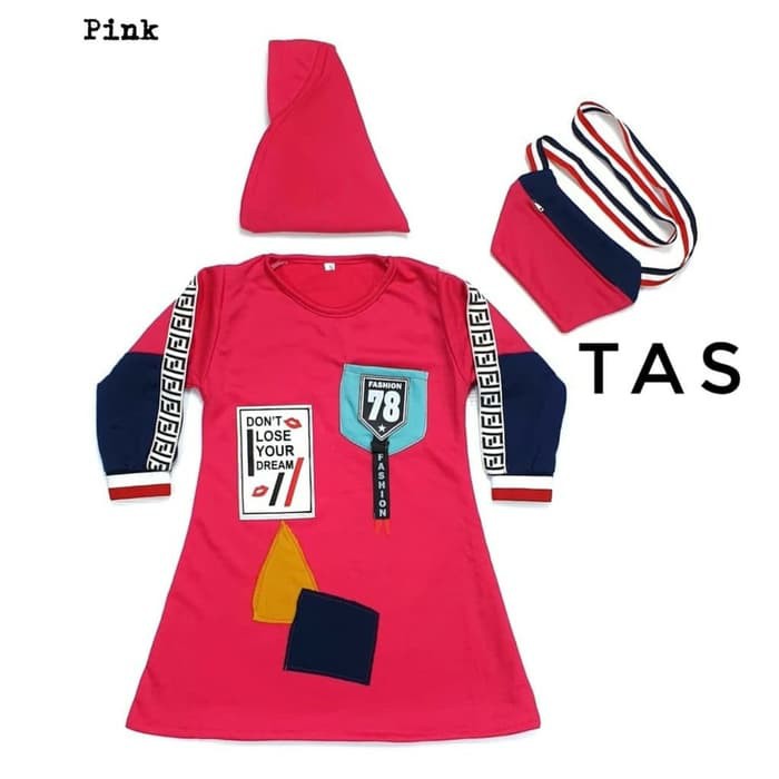 Dress Muslim Baju Gamis Tas Anak 1-4 Tahun Setelan Gamis Berkualitas