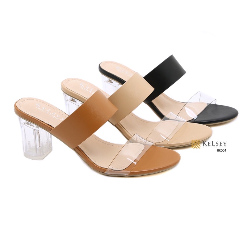 (GRATIS ALAS KAKI) Nicole Sandals Heels Wanita / Sandal Hak Kaca 8cm Kelsey HK551