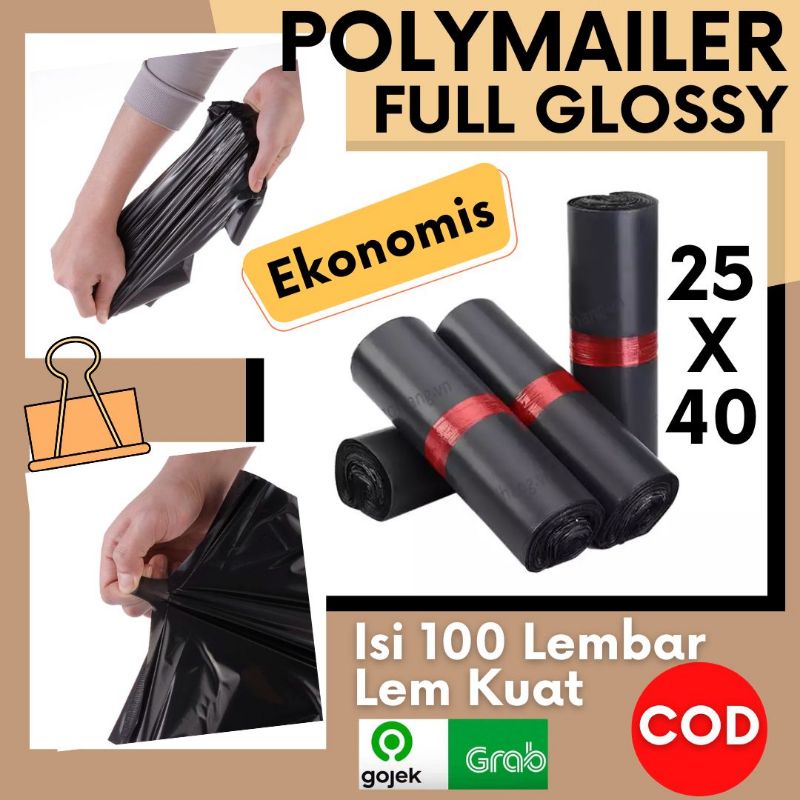 [25x40] 100 LBR PLASTIK POLYMAILER EKONOMIS  FULL GLOSSY